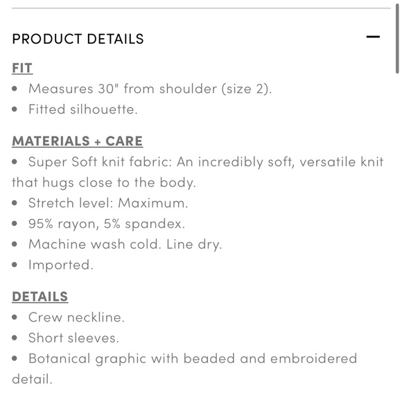 Torrid Line Beaded Botanical Perfect Super Soft Crew Neck Tee Size 3 - Picture 5 of 7